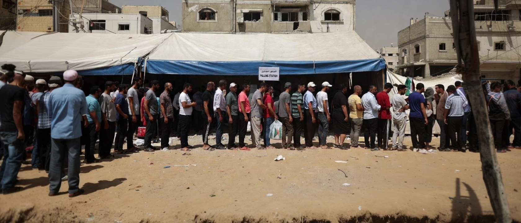 Les Palestiniens votent pour la premiere fois depuis la guerre de Gaza : une seule ville gazaouie, pas d'electricite, et des urnes sous tentes