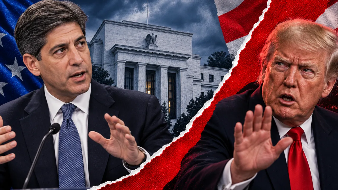 Photomontage illustratif : Kevin Warsh et Donald Trump devant la Réserve fédérale et la Maison-Blanche.