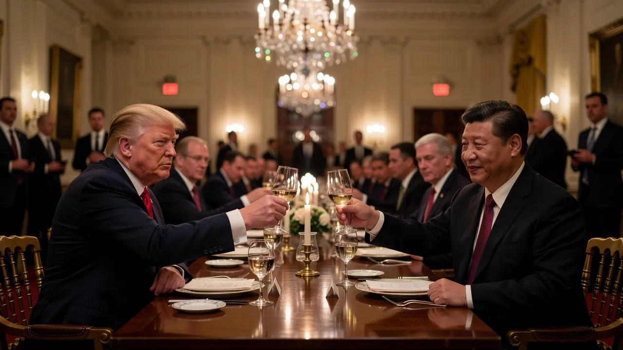 Trump et Xi affichent leur « amitié » à la Maison-Blanche, entre dîner d'État et pandas, sans avancée sur le commerce ni Taïwan